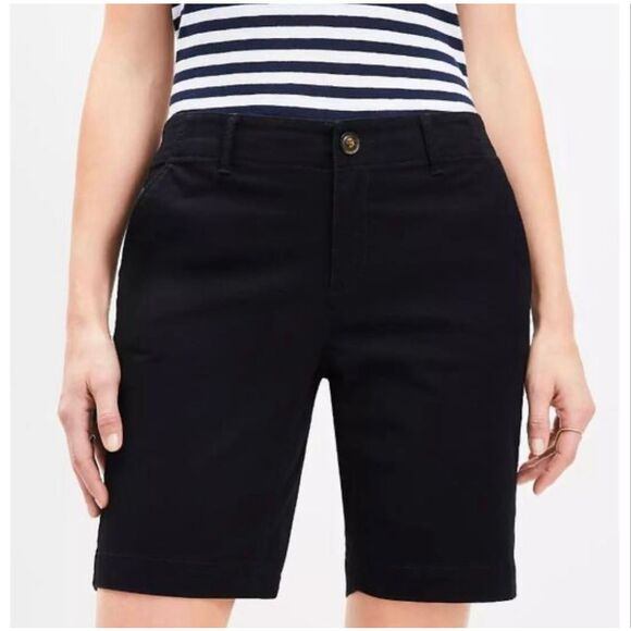 Loft Julie Bermuda cotton black shorts size 8 - Picture 1 of 9